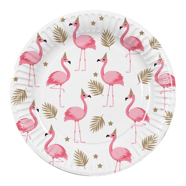 Boland 52496 Flamingo Party Plates, Pack of 10, Size 23 cm, Environmentally Friendly Party Tableware, 100% Paper, Birthday, Theme Party