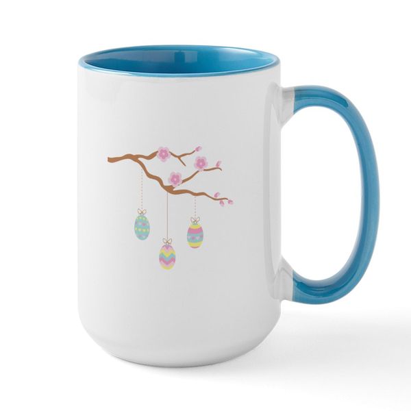CafePress Easter Egg Cherry Blossom Mugs 15 oz (444 ml) Ceramic Coffee Mug