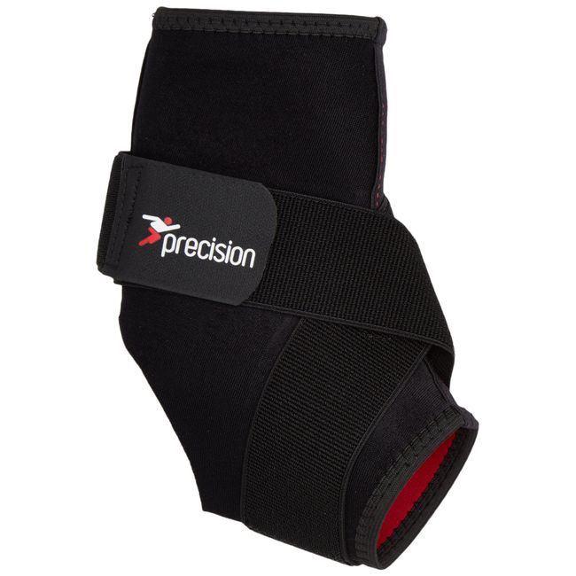 Precision Training Neoprene Ankle with Strap Support - Black/Red, Medium