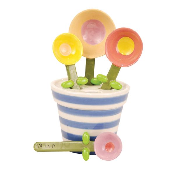 180 Degrees Flower Pot Measuring Spoon Baking Set, Ceramic