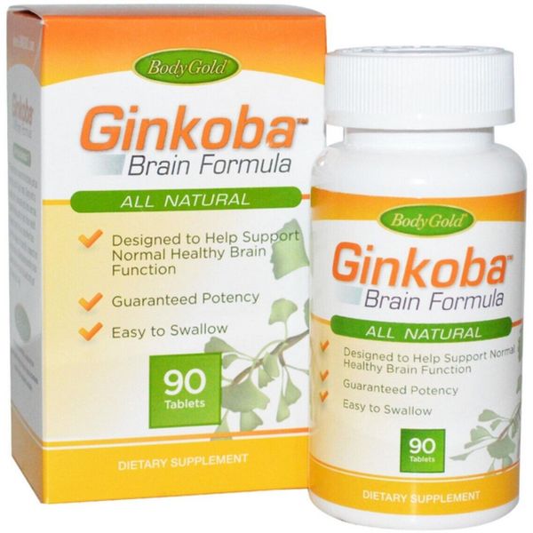 Bodygold Ginkoba Dietary Supplement Healthy Brain Function Support 90ct 2 Pack