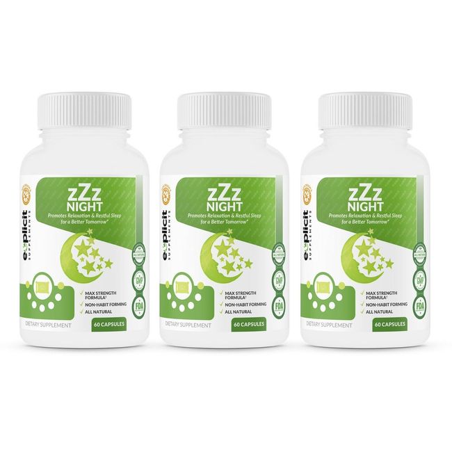 zZz Night Natural Sleep Aid - Promotes Relaxation & Restful Sleep– 3 Pack