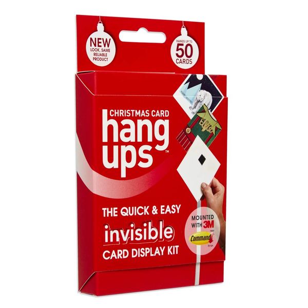 Hang Ups Christmas Card Display Kit Greeting Card Holder with Wall Mounted Non Marking Wall-Mounted 3M Command Strips- Holds Upto 50 Cards