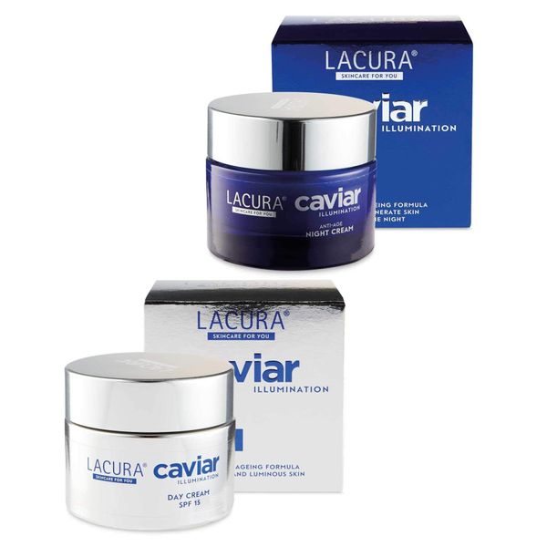 LACURA CAVIAR 50ml DAY CREAM + 50ml NIGHT CREAM SET ANTI AGEING SKINCARE