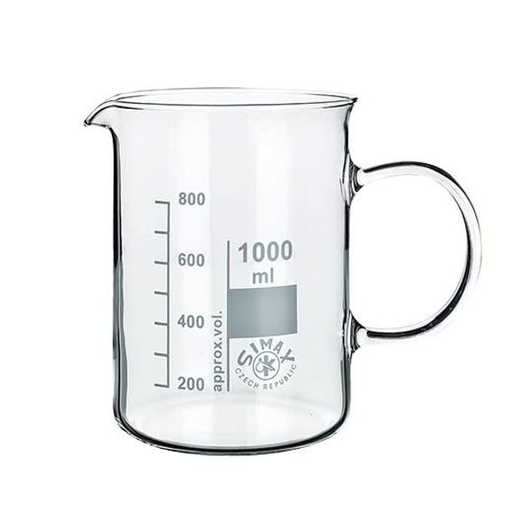 Simax 3-6008-03 Glass Beaker with Handle, 20.3 fl oz (600 ml)