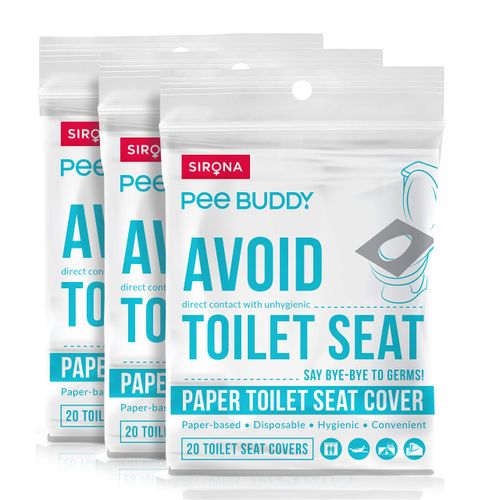 PeeBuddy Disposable Paper Toilet Seat Covers (Pack Of 60) | No Direct Contact with Unhygienic Seats| Easy To Dispose| Nature Friendly| Must Have For Women