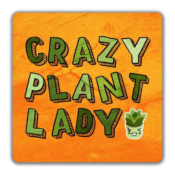 Shopagift Crazy Plant Lady 2 Pack Coasters Gift - 9cm x 9cm