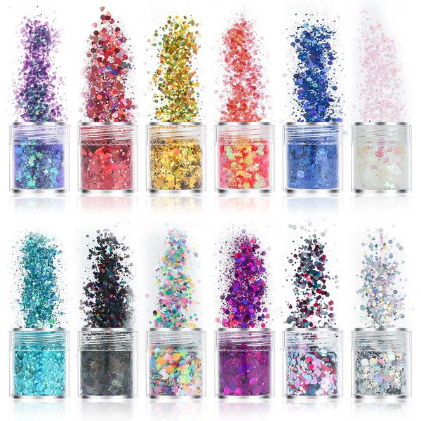 Confezione da 12 glitter per il viso