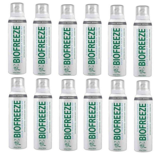 12 BioFreeze Professional, Biofreeze Pro 360° Spray 4 fl oz, Exp. 1 year + NEW