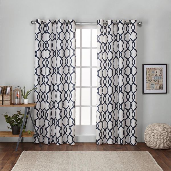 Exclusive Home Curtains - EH7988-06 2-96G Kochi Linen Blend Grommet Top Curtain Panel Pair, 54x96, Indigo, 2 Piece