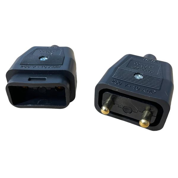2 Pin In-Line Connector Plug, 10 Amps (Black)
