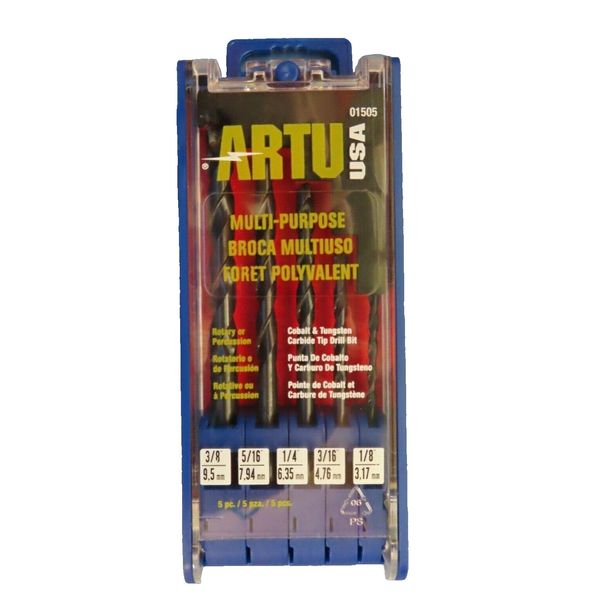 Artu Tungsten Carbide tipped Drill Bit Set.  5 pc. set.  # 01505   NEW