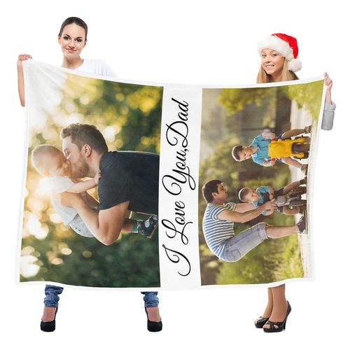 inkArts Personalized Dad Blanket, Custom Blanket with Photo, Customized Picture Blankets, Customizable Blankets, Personalized Birthday Gifts for Dad, Baby, Kid, Family
