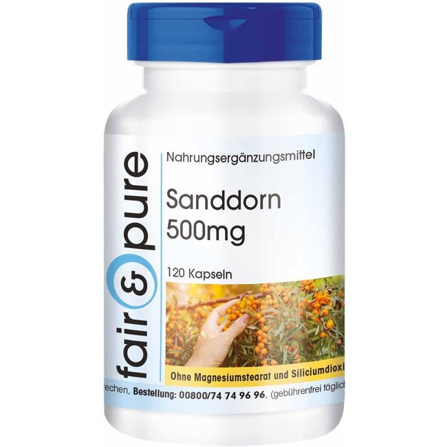 Fair & Pure® - Sanddorn 500mg - 120 Kapseln - Vegan - Gute Quelle für natürliches Vitamin C