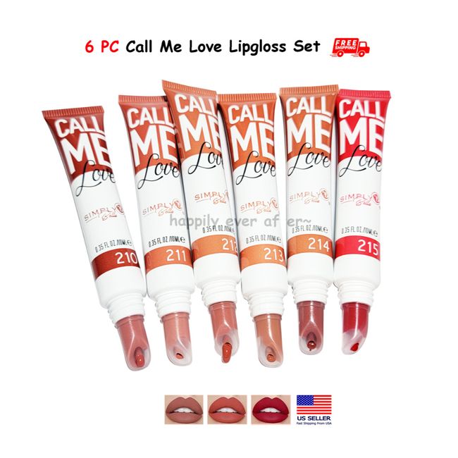 6 PC Call Me Love Lip Color Set - Simply Bella Vegan Long Lasting Lipgloss Set