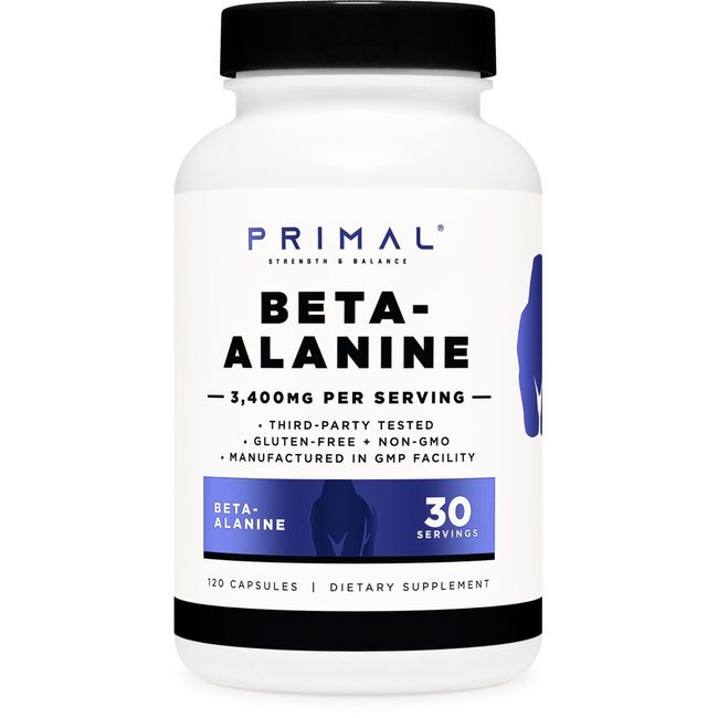 Primal Beta-Alanine Capsules 3400mg per Serving (30 Servings) - Supplement