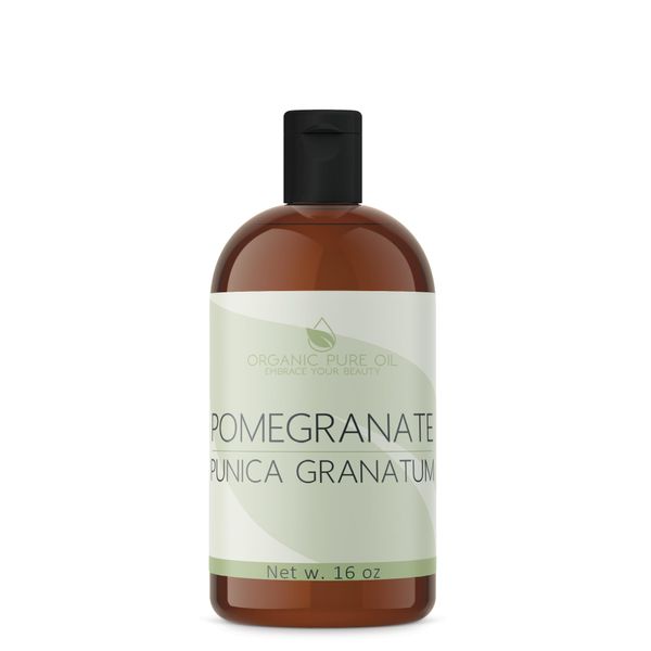 Pomegranate Seed Oil - 16 oz, Unrefined, Pure & Organic Sourced From Seed, Extra Virgin, Cold pressed Rich with Antioxidants for Skin Face Hair Nails Cuticles By Organic Pure Oil