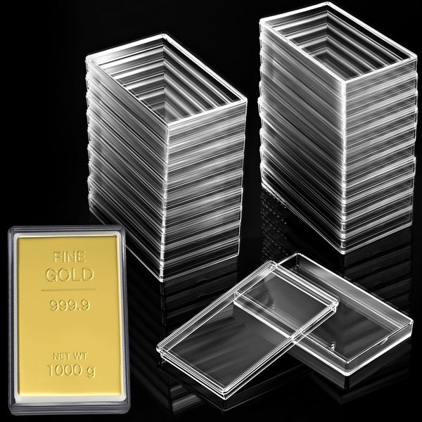 Ctosree 20 Pcs 10 oz Silver Bar Case 10 oz Silver Bar Storage Box Clear Silver Bar Holder Acrylic Storage Container Fit Silver Bar Box for 10 oz Silver Bar 10 Ounce Bar