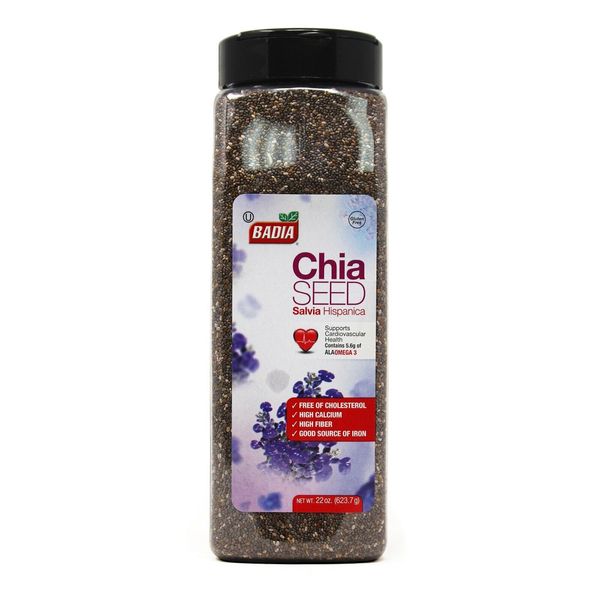 22 oz Bottle Badia Chia/Seeds/Whole/Fiber/Health/de/Semillas/Fibra/Kosher