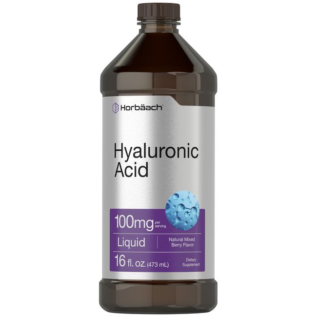 Hyaluronic Acid Supplement Liquid | 16 fl oz | 100mg | Vegan | by Horbaach