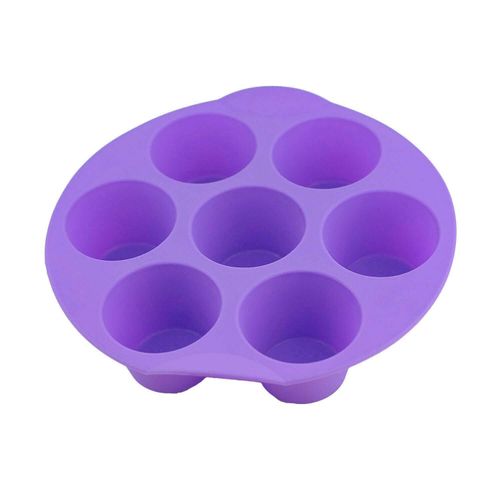 Selecto Bake 7 Cup Silicone Bun/Muffin Tray Non Stick Tin Tray Baking Pudding Mold (Purple)