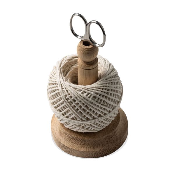 Muldale Traditional Kitchen Twine Holder with Scissors - Butcher String Spool Holder with Cutter for Meat - Cotton Twine for Gardening - Made in UK