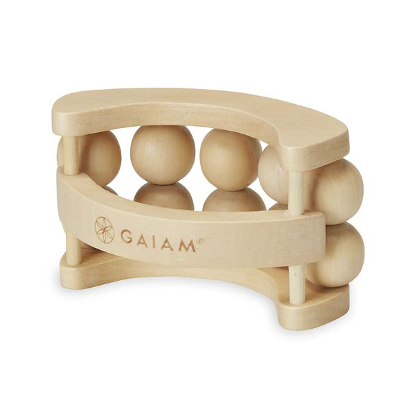 Gaiam Relax Massage Ball Roller - Handheld Wooden Total Body Massager for Back, Neck, Foot, Calf, Leg, Arm | Deep Tissue Massager Relief for Sore Muscles