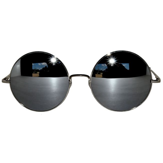 Round Style Round Sunglasses Silver Mirrored Lens Silver Metal Frame