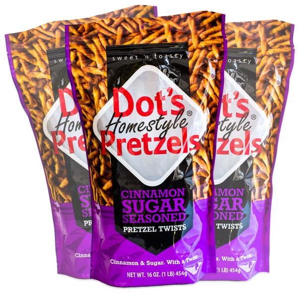 Dot's Cinnamon Sugar Pretzel Twists - Coated with Delicious Cinnamon Flavor - 3, 16oz bags