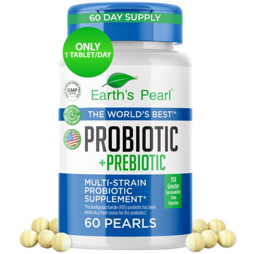 Earth's Pearl Probiotics for Women & Men & Kids - Pearl-Shaped Probiotic & Prebiotics with BIO-Tract®, 4 Billion CFU, Gut Health Support (60-Day Supply)