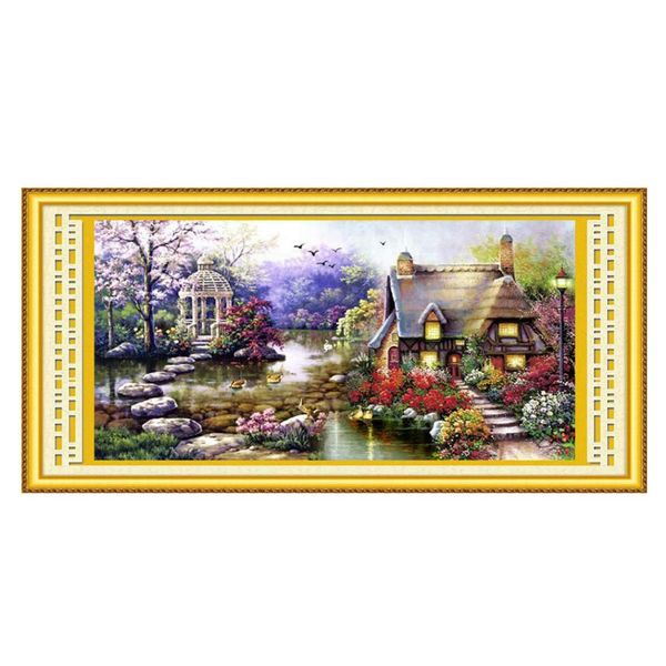 Cross stitch, oil painting, manor, C0035