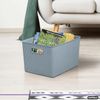 Superio 22L Large Ribbed Storage Bin- Plastic Storage Bin  (2 Pack, Stone Blue)