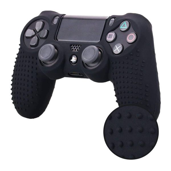 RDFJ Protective Case for PS4 Controller Anti-Slip Silicone Skin Protective Case Protective Cover Protective Frame for PS4 Controller (Black)