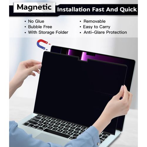 PYS Magnetic Privacy Screen Protector for MacBook Pro 16 Inch (2021-2024,M1,M2,M3,M4,Pro,Max) + Camera Cover Slide 2 Pack – [Matte Anti-Glare] [Reduces Blue Light]
