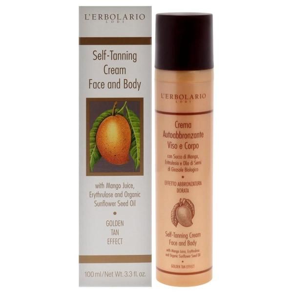 LErbolario Self Tanning Cream Face &amp; Body 93.6g3.3oz - Tanner Golden Tan Effect Mango Juice &amp; Sunflower Seeds