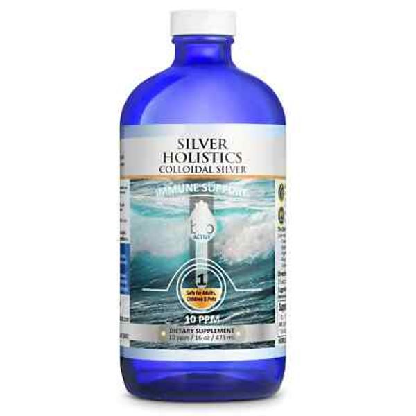 Silver Holistics Real Colloidal Silver Water Liquid Supplement - 16 oz Glass