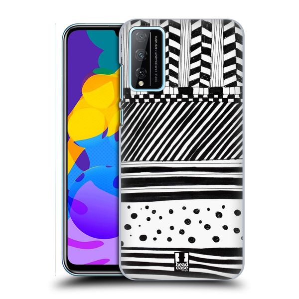 Head Case Designs Horizontal Mix Black And White Doodle Patterns Hard Back Case Compatible With Huawei Honor Play 4T Pro