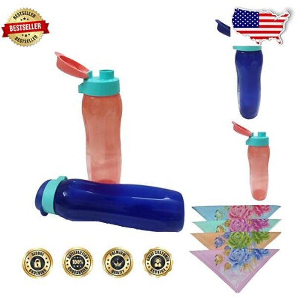 Set of 2 Aqua-Slim 750 ml Bottles & Handkerchief - Convenient Hydration Solution