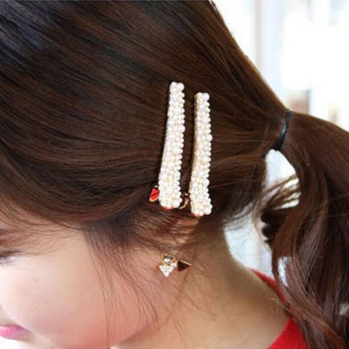 4 Gold Tone Rhinestone Crystal Pearl Beak Duckbill Alligator Clip Pin Hair Accessories Women Girls