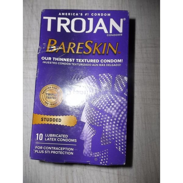 Trojan Studded Bareskin Lubricated Condoms - 2 Boxes 10 - 20 Total.