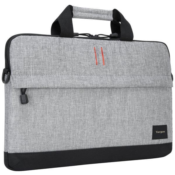 Targus Strata Slipcase Laptop Case with Lightweight Durable Padding, Front Zip Pocket Pouch, Shoulder Strap, Protective Sleeve fits 15.6-Inch Laptop, Gray/Pewter (TSS63204US),Grey