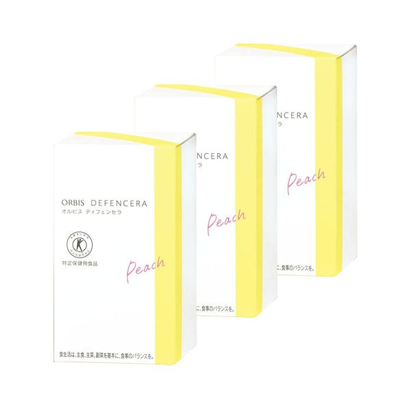 Orbis Defencera Peach Flavor, 30 Day Supply, 0.06 oz (1.5 g) x 30 Packets, 3 Box Set, White