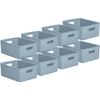 Superio 15L Medium Ribbed Storage Bin- Plastic Storage Bin  (8 Pack, Stone Blue)