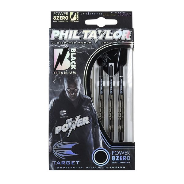 Target Darts - Phil Taylor Power 8Zero Black Titanium 20G Soft Tip Darts