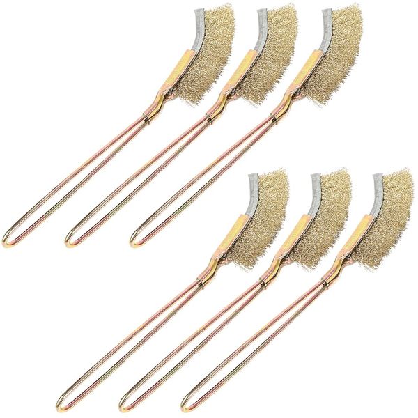 TKY Wire Brush Brass Brush Channel Brush Polishing Metal Rust Remover Cleaning (6 Bends Tips)