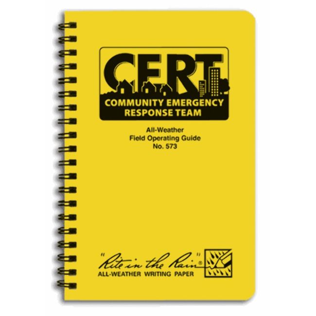 Rite in the Rain Weatherproof Side-Spiral Notebook, 4 5/8" x 7", Yellow Cover, CERT Field Operator's Guide FOG (No. 573)