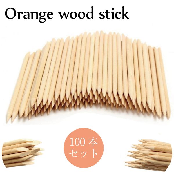 Orange wood stick 100 pieces gel nail nail supplies