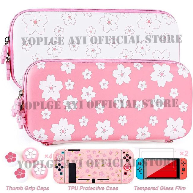 Nintend Switch Pink Cherry Blossoms Storage Bag Cute Travel Carrying Case  Shoulder Backpack for Nintendo Switch Game Accessories