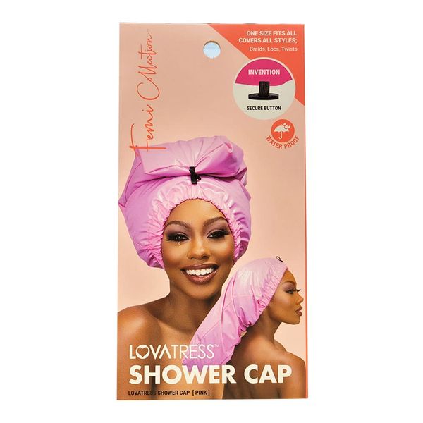 FEMI LOVATRESS 100% Waterproof One Size Fits All Shower Cap for Long Hair Styles, Locs, and Braids (PINK)