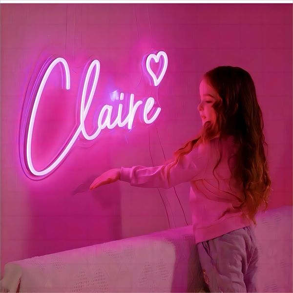 Custom Neon Signs,Personalized Large Led Neon Lights Sign, Neon Sign Customizable for Wedding Wall Decor Bedroom Birthday Party Bar Shop Logo Custom Name Neon (Optional 10" to 60")